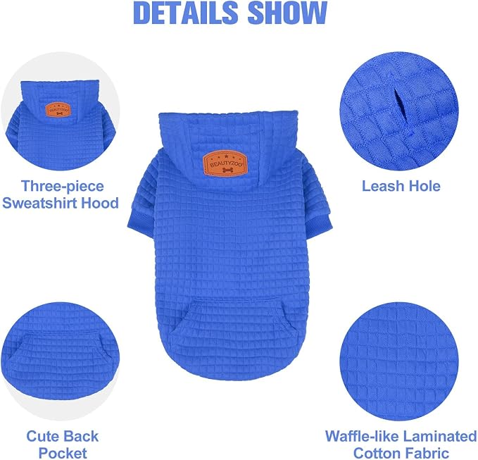 BEAUTYZOO Dog Hoodies Sweater for Large Dogs,Waffle‑Like Laminated Pet Coat | Warm Dog Sweatshirt with Pocket & Leash Hole,Pullover Clothes for Girl Boy Dogs,Stretchy & Easy‑On‑Off,Labrador & Great Danes