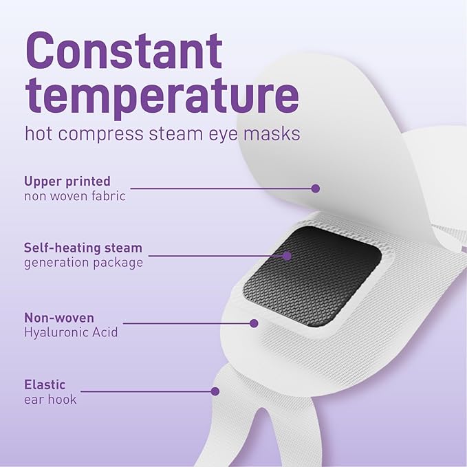 Ditoi Steam Eye Mask, Heated Eye Mask for Sleep,Warm Compress with Hyaluronic Acid,Moist Heat for Dry Eye Relief,Spa,Stye Eye Treatment,Travel Essentials & Relaxation Gifts,Lavender 10 Packs