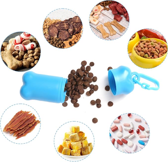 2 Pieces Portable Airtight Dog Training Treat Pouch, (Blue&Pink) | Mini Treat Holder Small Dog Treat Bag for Training, Puppy Snacks Container