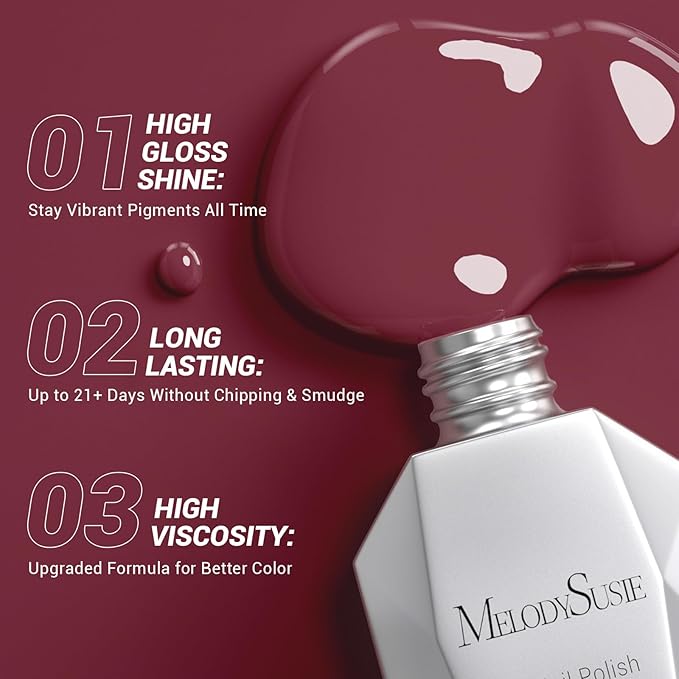 MelodySusie Thick Red Brown Gel Nail Polish,0.5fl oz Nails Soak Off UV LED Dark Red Gel Polish Gift for Women Nail Art Manicure Salon DIY Nail Design Decoration at Home-A1703