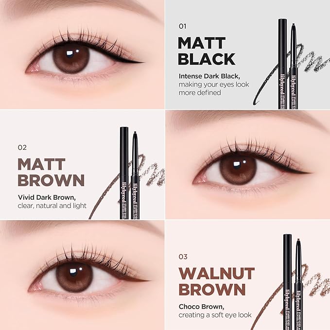 lilybyred Starry Eyes Am9 to Pm9 Slim Gel Eyeliner | Korean Ultra-Slim 2mm Gel Eyeliner, Intense Color Payoff, Creamy Formula, Easy Blending, Smudge-Proof, Long-Lasting, 0.004 oz. (03 Walnut Brown)