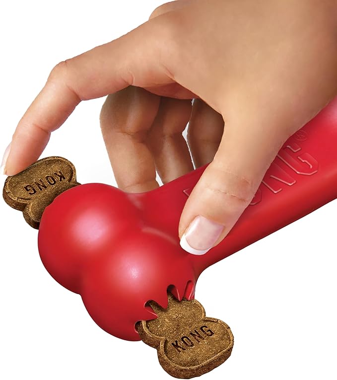 KONG Goodie Bone, Natural Rubber Treat-Dispensing Toy, Red, for Medium Dogs | Classic KONG Durable Natural Rubber Bone with Goodie Grippers That Hold Treats & Support Mental Engagement
