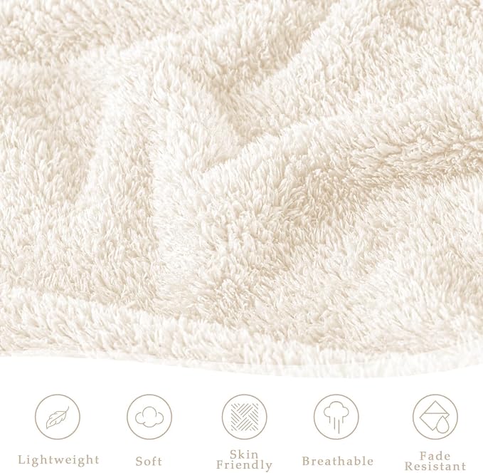 Exclusivo Mezcla Fleece Bed Blankets Queen Size for Bed, 90" x 90" | Super Soft and Cozy Fluffy Blanket for Women, Lightweight and Fuzzy Bedding for Bedroom , All Season, White