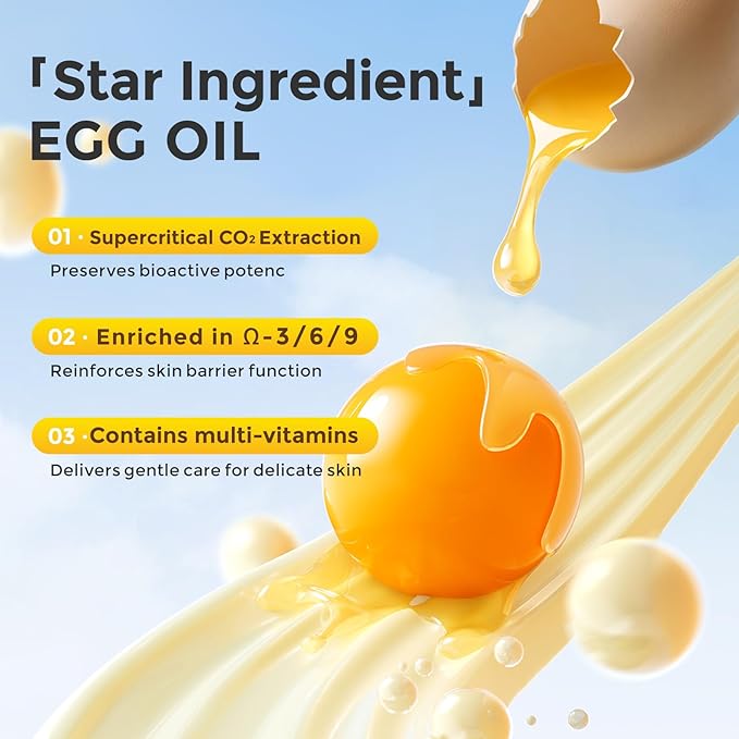 MATERN'ELLA Body Moisturizer with Egg Yolk Oil, Body Lotion natural Long-Lasting Hydration 48h with Squalane & Sodium Hyaluronate Face Cream Suitable for Sensitive Skin Fragrance Free Total 35.2 oz