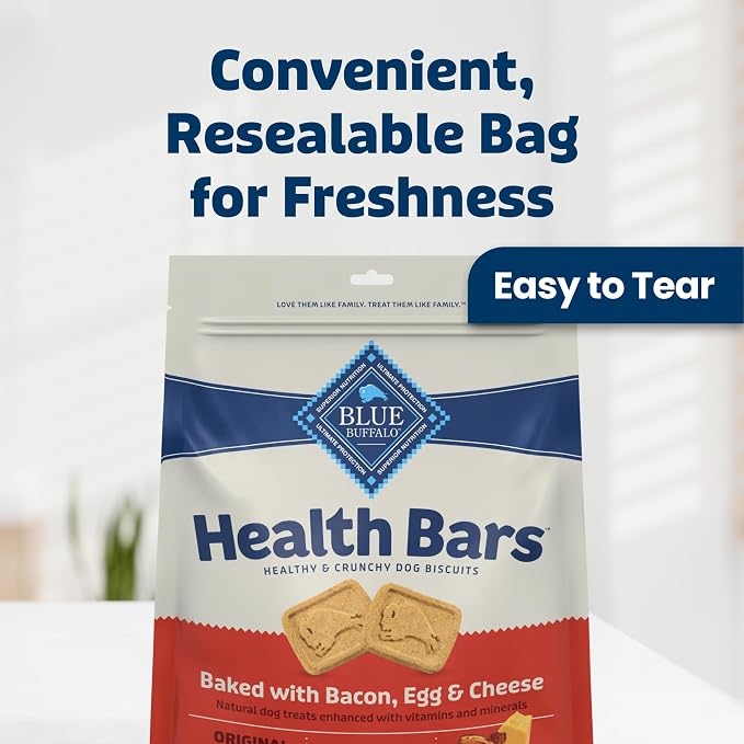 Blue Buffalo Health Bars Variety Pack Dog Biscuits, 16 oz | Bacon Egg & Cheese, Apple & Yogurt & Pumpkin & Cinnamon Recipes, Oven-Baked, Crunchy Texture