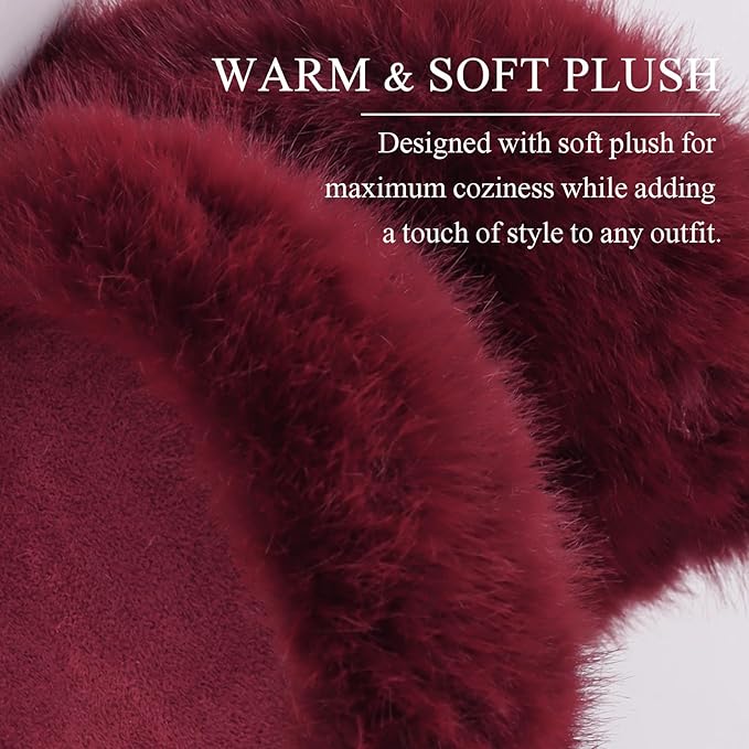 Zsedrut Winter Women Earmuff Foldable Ear Warmer Fluffy Ear Cover Warm Outdoor