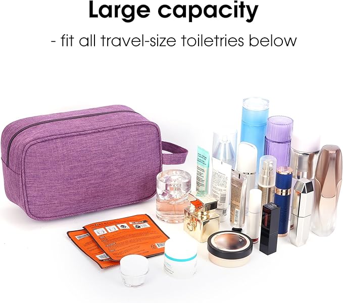 Narwey Travel Toiletry Bag for Women Traveling Dopp Kit Travel Bag for Toiletries Cosmetic Bag Makeup Bag Medicine Bag for Traveling (Dark Purple)