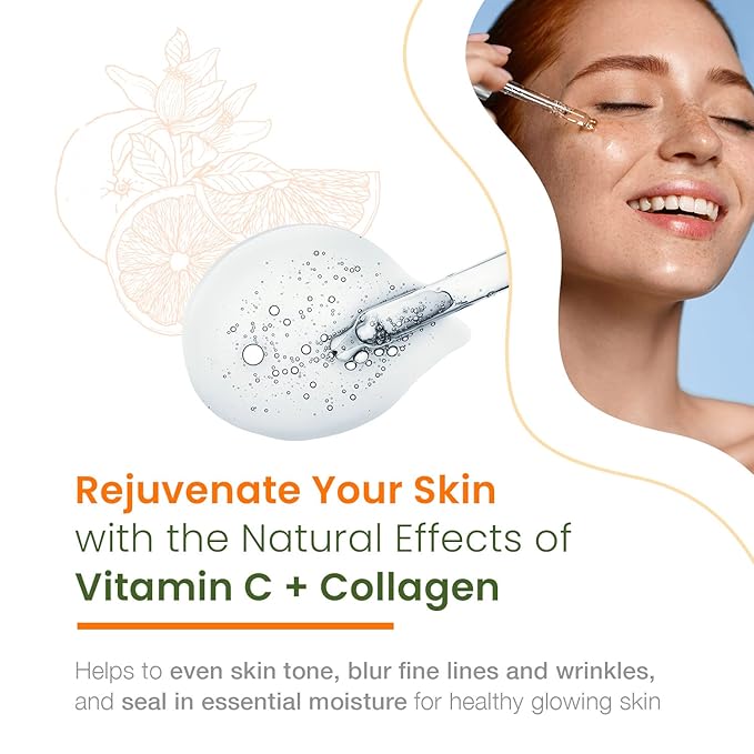 Vitamin C Serum For Face With Collagen – Hydrating, Firming & Revitalizing – Fades Dark Spots, Smooths Fine Lines – Dermatologist Tested, Korean Skin Care, Vegan Clean Beauty – 1.69 Oz