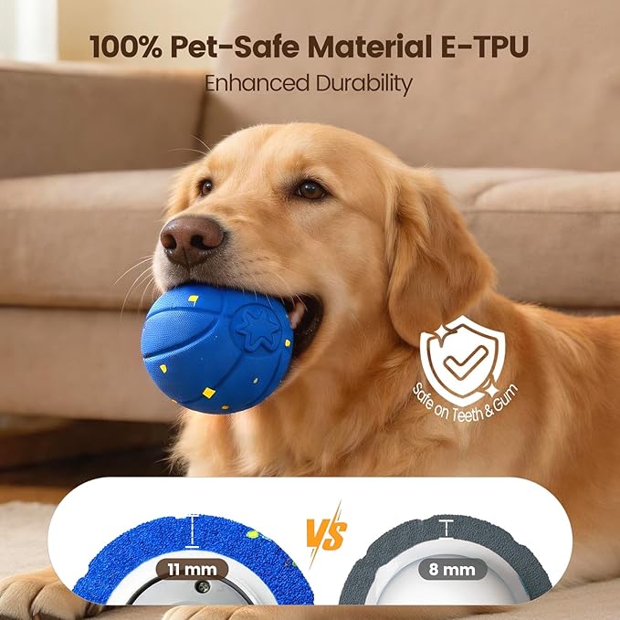Invengo Interactive Dog Ball, Automatic Rolling Dog Toys with 3 Play Modes | E-TPU Material Dog Balls, IP65 Waterproof Interactive Dog Toys for Medium Dogs(Blue)