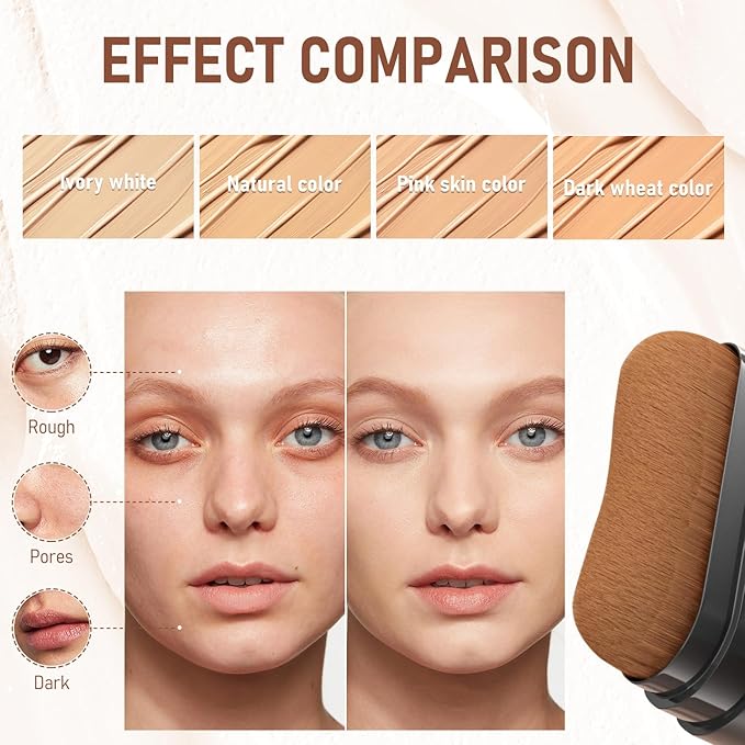 Flawless Eraser Foundation Stick,Korean Hydrating Lightweight Foundation Stick with Brush,Multi-Use Foundation Stick Makeup, Waterproof Thin and Cover Blemishes for All Skin Types (ivory white, 01)