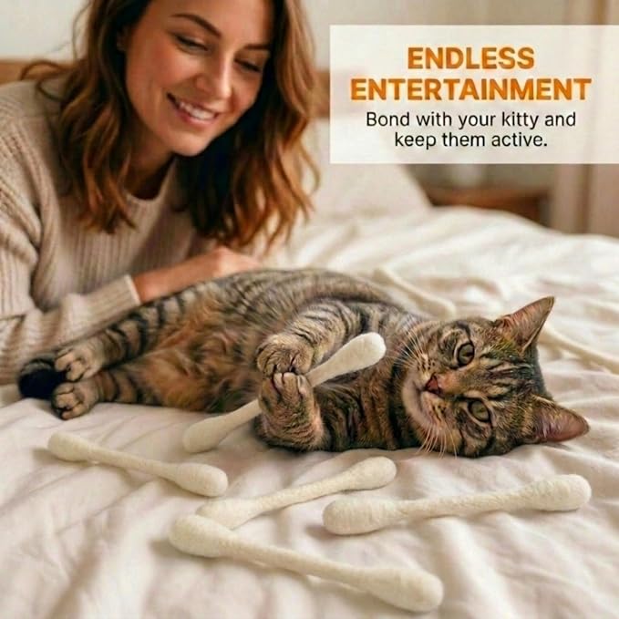 Glaciart One Swabs Cat Toys with Catnip - 6 Pk | Durable for Chew, Cute Cat Toys Interactive Kitty for Boredom, Exercise, & Play | Filled w/Organic Catnip for Anxiety & as Digestive Aid | Gift Idea