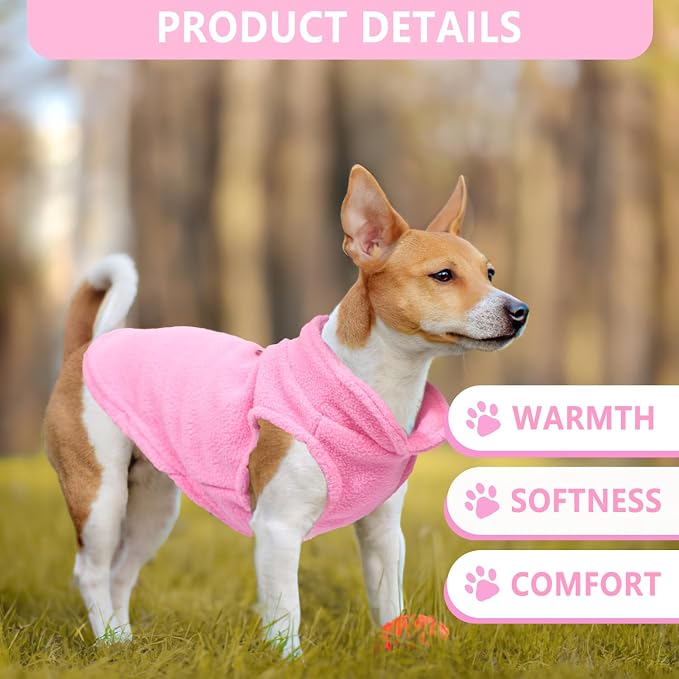 2 Pack Dog Sweaters for Small Dogs Girl Boy Winter Warm Pet Sweater Thick Clothes Coat Vest Fleece Dog Sweater with Leash Ring for Chihuahua, French Bulldog, Dachshund Large(12-18lbs)