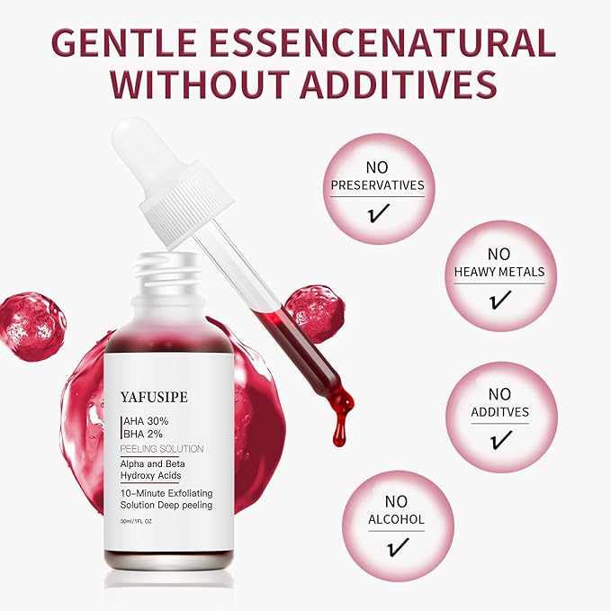 AHA 30% + BHA 2% Peeling Solution Exfoliating Chemical Skin Peel for Face at Home Facial Mask Red Peeling BHA Liquid Exfoliant Acid Peels Salicylic Acid Exfoliators Acid Peel for Face 1Floz