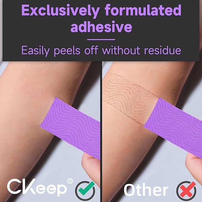 CKeep Kinesiology Tape, Uncut 2 Rolls, Original Cotton Elastic Premium Athletic Tape,Latex Free Hypoallergenic, 2inch x 16ft, Purple