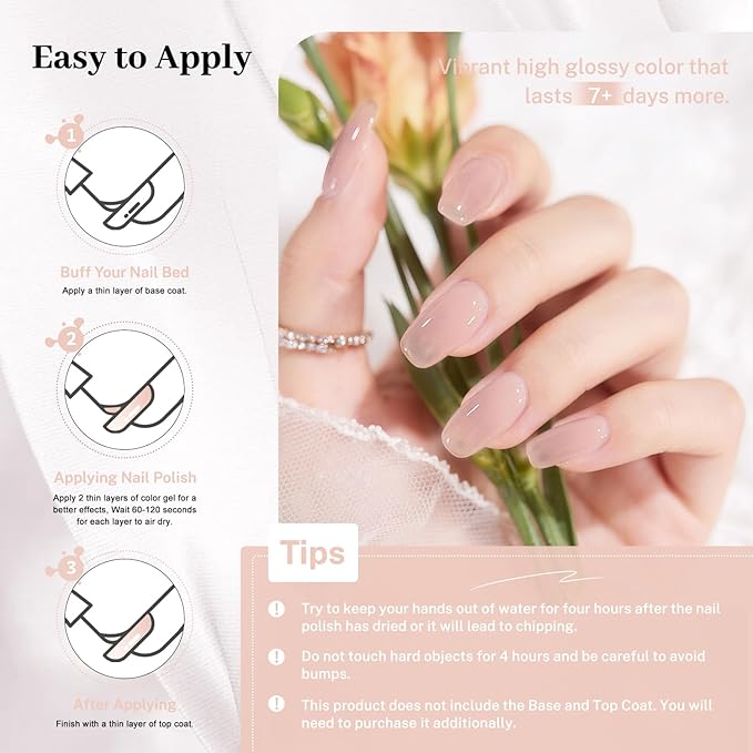 16.5ml Jelly Nude Nail Polish Large Volume Quick Dry Nail Polish, Long Lasting Shine, Fingernail Toenail Nail Art DIY Home Travel Nail Art Gift