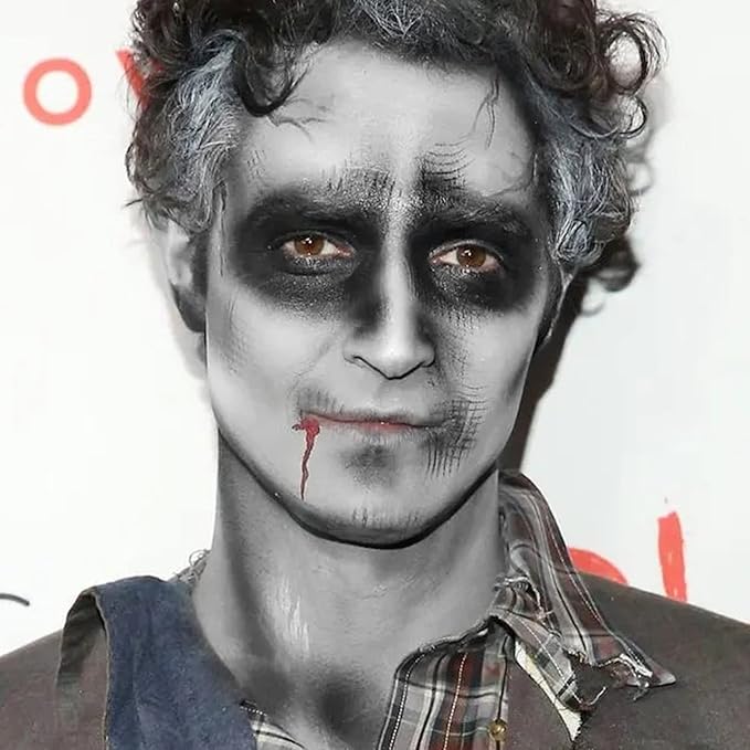 MEICOLY Light Grey Face Body Paint Stick for Halloween SFX Zombie Grayscale Homestuck Cosplay Makeup,Gray Face Paint for Adults and Kids,Waterproof Eye Black Stick for Baseball Softball Football