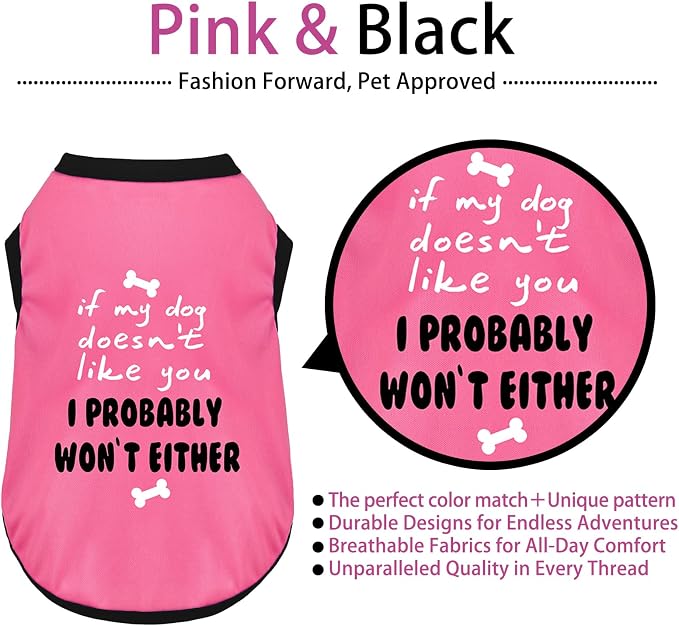 Color-Blocked Dog Tank Top with Playful Heat Transfer Designs – Lightweight Polyester Shirt for Small,MediumDogs, Perfect for Casual Outings.I Probably Won't Either Pink L