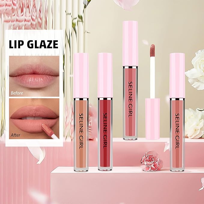 Matte Lip Gloss, Lip Gloss Silky Smooth Finish, Lipgloss Makeup Colorful and Creamy Texture, Lipstick for Every Occasion, Lip Oil Moisturizing and Hydrated #01