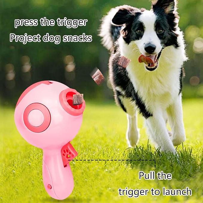Dogs Treat Launchers Toy Funny Dispenser Toy Interactively Pet Slow Feeder with LED Light and Large Capacity Pet Treat Launchers Refill Cats Dogs