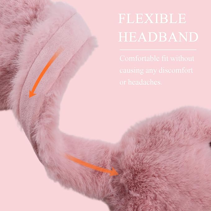 Zsedrut Winter Women Earmuff Foldable Ear Warmer Fluffy Ear Cover Warm Outdoor