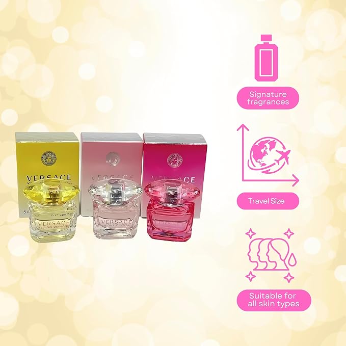 Versace Perfume Gift Set for Women – Mini Variety Gift Set Trio Collection – Absolu, Bright Crystal, Yellow Diamond | for Women, Mini, Variety, Trio Collection