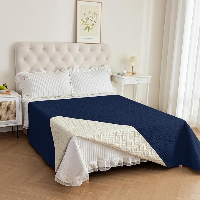 2026 Waterproof Bed Sofa Blanket (68"x82") Comfy Couch Sofa Mat for Dog Pets with Anti-Slip Back, Universal Incontinence Lightweight Liner Pad for Furniture Car Picnic etc Durable Washable, Navy Blue