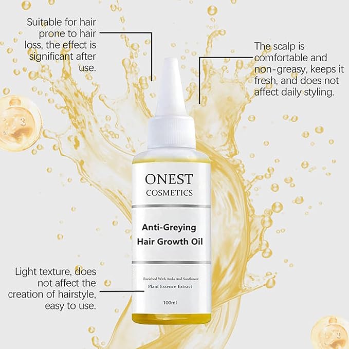 Onest Cosmetics Anti-Greying Hair Growth Oil, Onestcosmetics Anti Greying Hair Growth Oil Enriched with Amla and Sunflower,Onest Cosmetics Rosemary Hair Oil Serum Anti Hair Loss Nourishing Serum