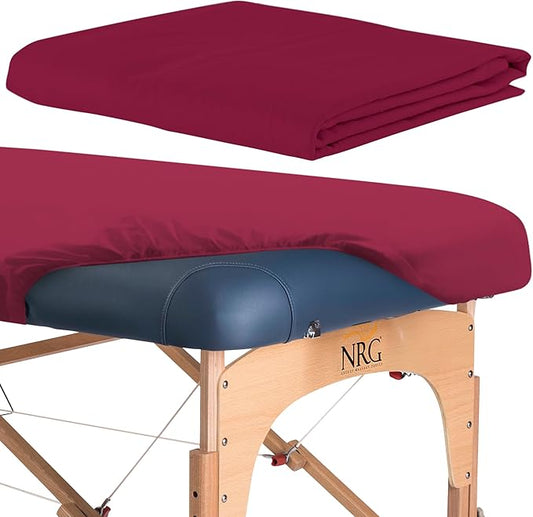 Deluxe Flannel Flat Massage Table Sheets by NRG - 100% Cotton Flannel Massage Linens - 160 GSM, 200 Thread Count - Soft Double Brushed Cotton - Oversized for Better Coverage - 63" x 100" -Color Merlot