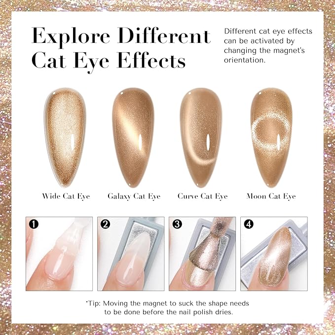 AZUREBEAUTY Cat Eye Nail Polish Quick Dry Nude Brown Magnetic Fingernail Polish no Gel Long-lasting Salon-Quality for Women Girl Gift 0.34 fl oz