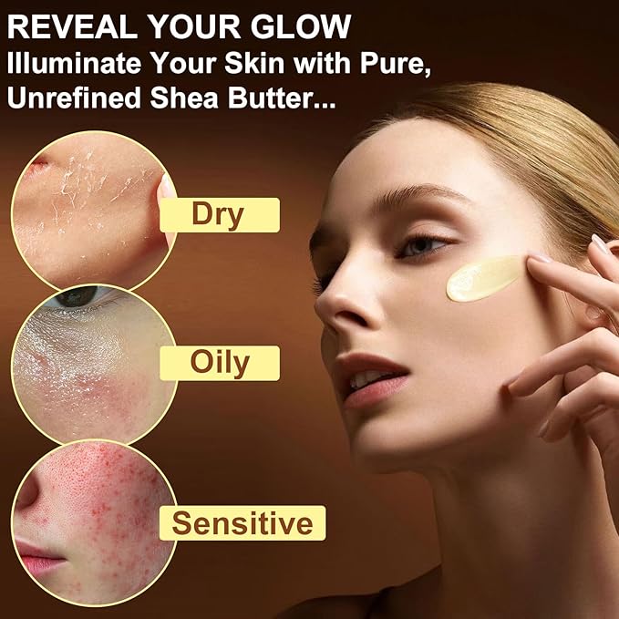Raw Shea Butter, 4.2Oz Pure Natura Unrefined Raw Shea Butter Contains Vitamin A, E & F, Skin Moisturizer For Face, Body & Hair, Hydrating Dry Skin