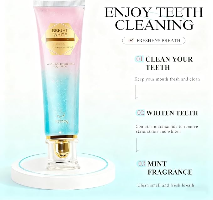 Niacinamide Whitening Toothpaste (2PCS), Fluoride-Free Formula, Effectively Removes Stains & Deep Cleans for Brighter Teeth and Fresher Breath