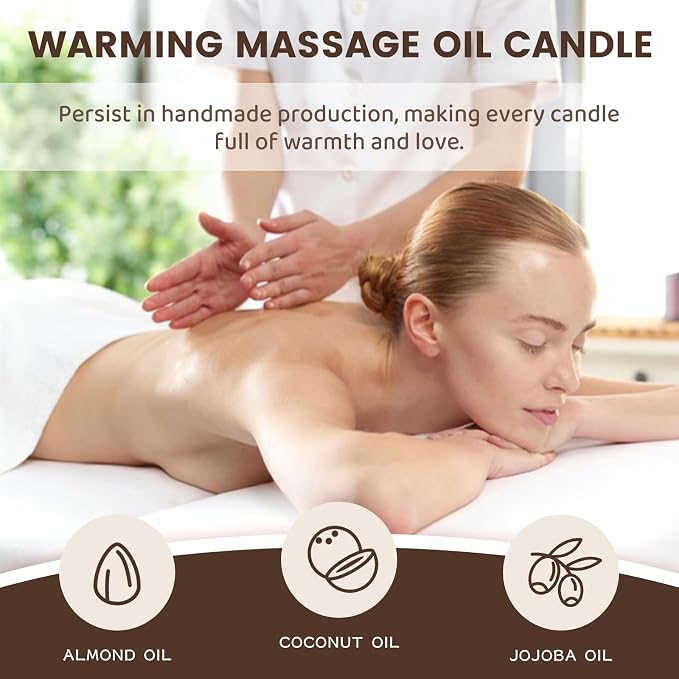 Warming Massage Oil Candle, Scented Body Oil Candle for Spa & Home Use, Romantic Gift, 2.02 oz (Odorless)