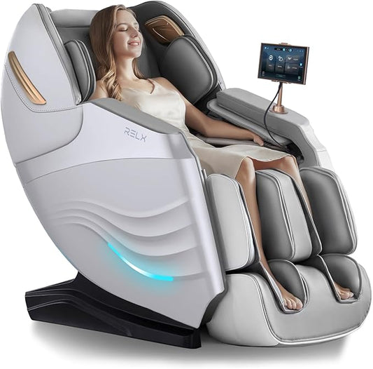RELX 2025 Massage Chair Full Body, 20 Modes Zero Gravity SL-Track Shiatsu Massage Chair Built-in Heat System, Airbag Massage with Body Scan, Deep Yoga Stretch, Calfrest Extension and AI Control(White)