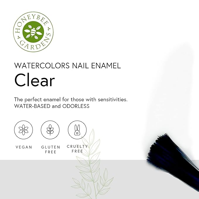 Honeybee Gardens Water-Based Nail Enamel, Clear, Eco-Friendly, Odorless & Vibrant Polish, 0.5 fl oz