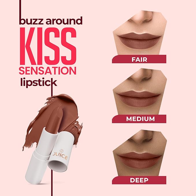 JUICE Kiss Sensation Lipstick With Goodness Of Bio Retinol, Uv Protection Long Lasting Lipstick Eternal Nude - M23 4 G Pack Of 1