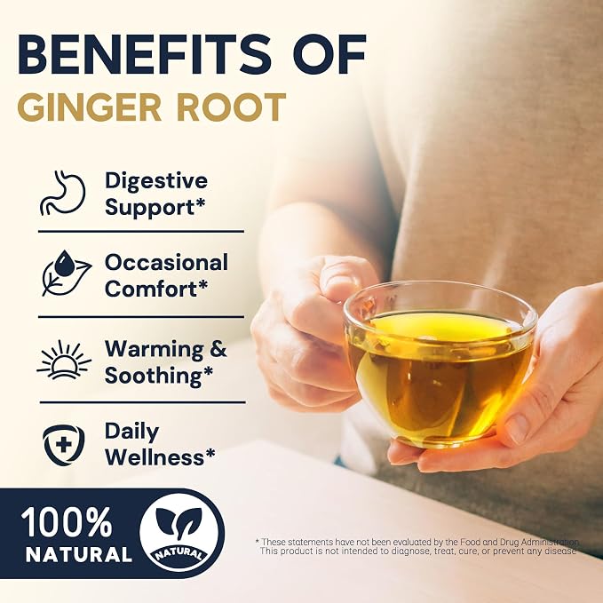 Ginger Root Herbal Tea - Caffeine Free, 50 Tea Bags