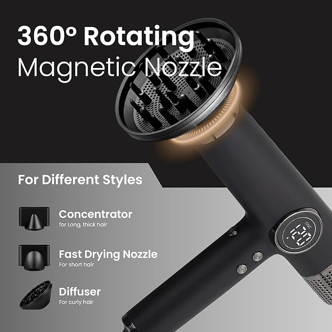 be beautiful extensions Hair Dryer for salon-1800W high Speed Powerful Blow Dryer with a110,000 RPM Lightweight Turbo Heat for Fast Drying (Silver)