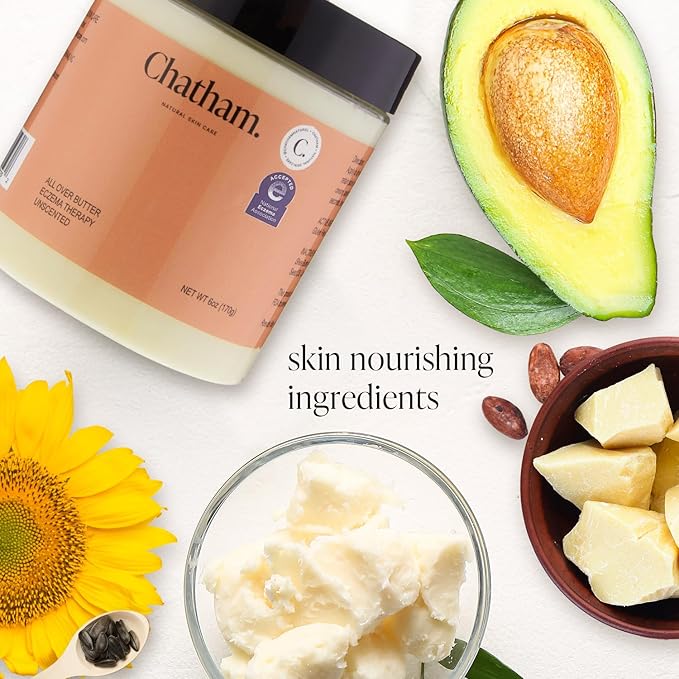 Chatham Natural Skin Care All Over Butter Eczema Relief Cream 6oz, Dry, Itchy Skin, Face, Feet and Hands. Trusted by Families and Steroid Free. Moisturizes and Softens Skin