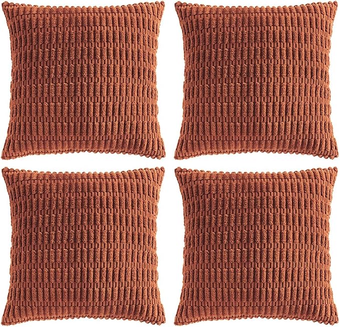 Fancy Homi 4 Packs Decorative Throw Pillow Covers for Living Room Couch Bed, Modern Farmhouse Boho Home Décor Accent Cushion Case, 20" x 20", Rust