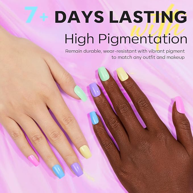 modelones Nail Polish Set, 6 Colors Spring Summer Easter Macaron Pastel Nail Polish Soft Pink Purple Blue Green Orange Quick Dry Nail Polish Kit Salon Home DIY Manicure Kit Gift For Women Girl