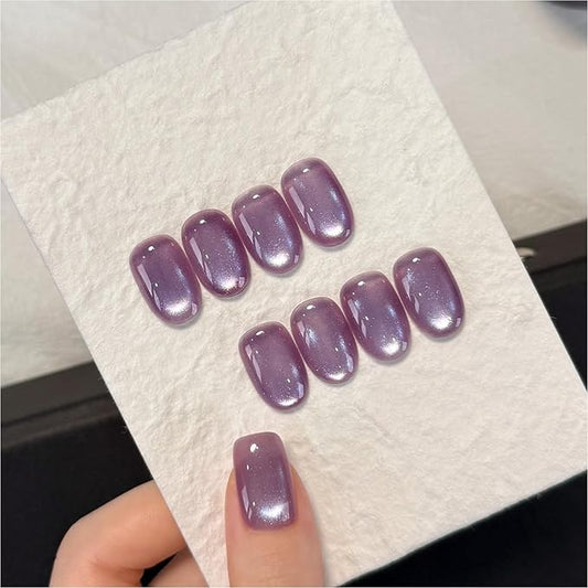 GAOY Purple Glassy Cat Eye Gel Nail Polish, 16ml Glitter Holographic Nail Polish with Magnet, Reflective Translucent UV Light Cure, 3140 Velvet Twilight