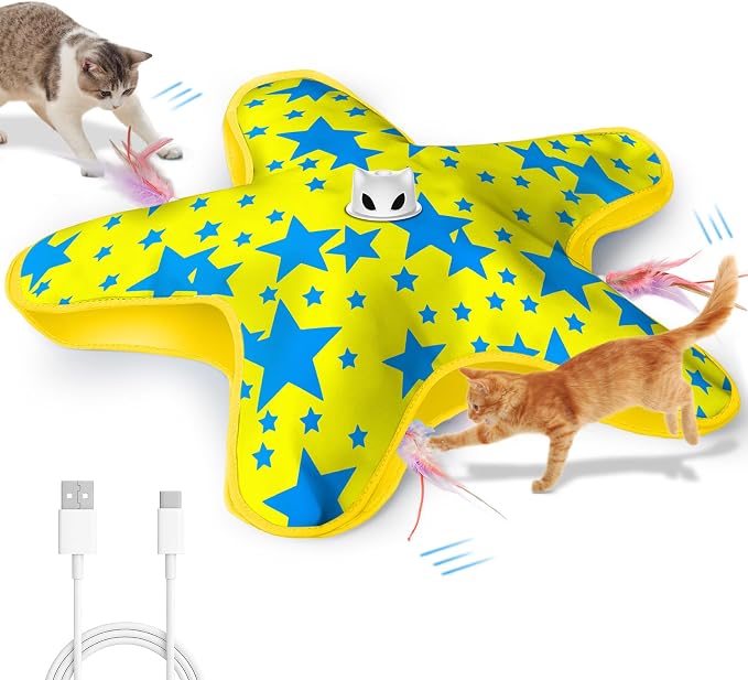 Interactive Cat Toys for Indoor Cats with Moving Concealed Feathers
