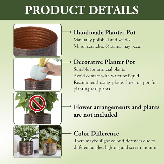 MyGift 6 Inch Copper Metal Vase, Hammered Flower Pot, Handcrafted | Elegant hammered finish brings artisan character to floral arrangements, succulents, and tabletop decorative displays