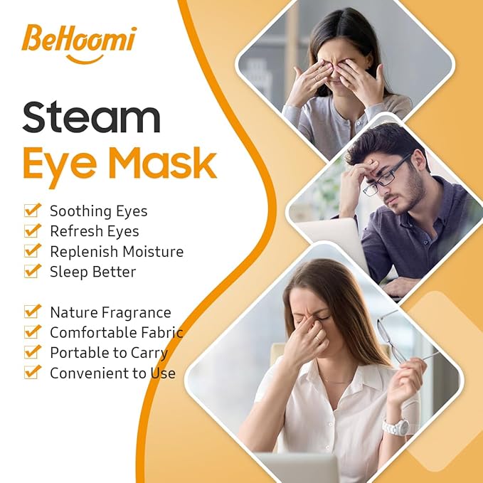 20 Packs Steam Eye Mask, Heated Eye Mask Warm Compress for Eyes, Disposable Self Heating Steam Mask for Home, Sleep, Spa, Travel Essentials & Relaxation Gifts for Women (Sweet Orange)