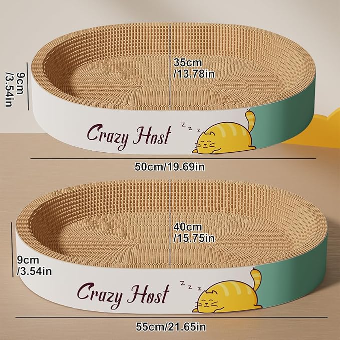 Extra Large Cat Scratcher Bed, 19.7" L x 13.8" W x 3.5" H Anti-Tip XL XXL Cat Scratch Cardboard, Scratching Board Pad for Indoor Cats Kitty Kittens, Scratch Lounge House Couch, Furniture Protector