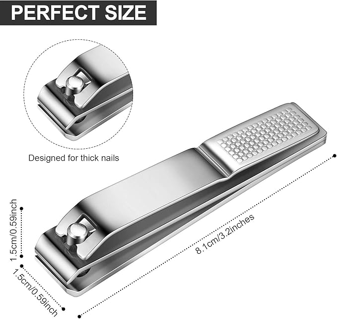 Mudder 6 Pcs Silver Large Nail Clippers Stainless Steel Ultra Sharp Sturdy Fingernail and Toenail Clipper Cutters Straight Edge Toenails Nail Trimmer Cutters for Men Women Thick Nails Anti-slip Handle