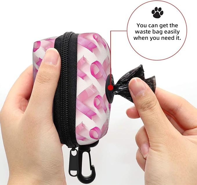 Breast Cancer Pink Ribbons B Print Dog Poop Bag Holder