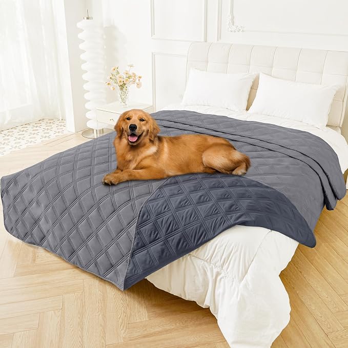 Smiry Waterproof Dog Bed Cover, Reversible Pet Blanket for Sofa Couch | Soft Washable Dog Blanket, Leakproof Couch Cover for Dogs Cats & Furniture Protection, 82x120, Grey/Dark Grey