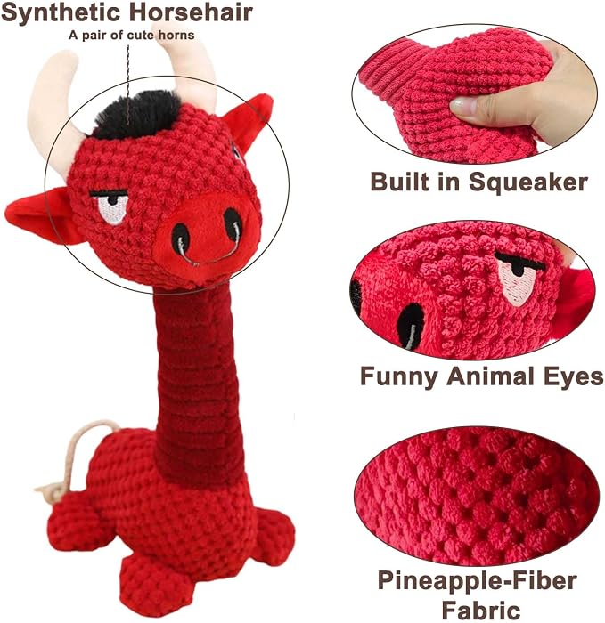 Squeaky Plush Dog Toys, Cute Animal Pet Toy for Small Dogs, Steer