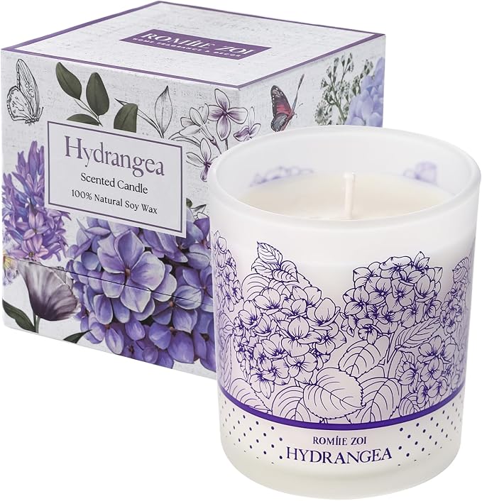 ROMIIE ZOI Scented Candle - Hydrangea - 6oz Aromatherapy Soy Wax Jar Candle for Home, Gifts for Women - 170g